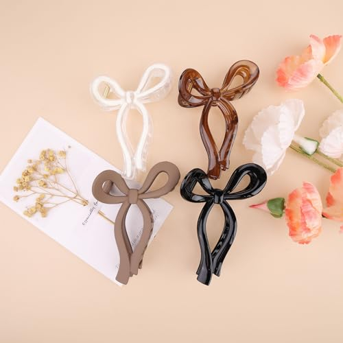 Kesfey Lot de 4 pinces à cheveux avec nœuds, couleurs vives, antidérapantes, forte tenue, accessoires de cheveux tendance pour femmes et filles