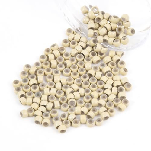 Vlasy 200 Stück Nanoringe Mit Silikon 3,0mm Nano Ringe Perlen Microringe für Haarverlängerungen (Blond)