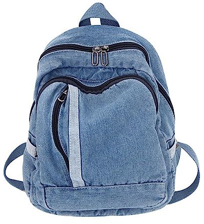 YOUNAFEN Exquisiter Tagesrucksack, Schultasche, Denim-Rucksack, Jeans-Rucksack, Doppelschulter, Geschenk für Valentinstag, Blau, as pics show
