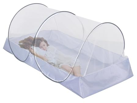 Faltbares Moskitonetz Für Einzelbett, Pop-up Moskitonetz Bett Für Camping Parks Hinterhöfe Mit Reißverschluss Erwachsene Arc Self-Supporting Moskitonetz