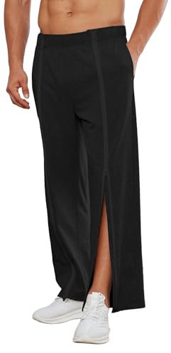 PINSPARK Pantalones de Chándal para Hombre Deportivos de Algodón con Cremallera Completa Pantalón de Rehabilitación de Ocio Pantalones con Bolsillos