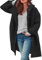 Winterjacke für Damen, langärmelig, lässig, Licht, lockere Passform, warm, Winter, Outwear, modische Reversjacke, Mäntel, Gürtel, Mantel, Wolle, Schwarz , 3XL