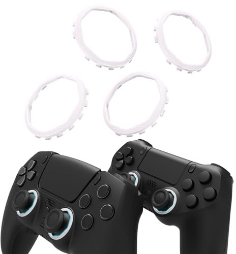 eXtremeRate Re-Design Accent Ring Zentierringe für ps5 Controller Luna Shell, Custom 8eckige Thumbsticks Akzentringe Ersatzteil für ps4 Controller eXtremeRate Ghost Faceplate schutzringe–Schneeweiß