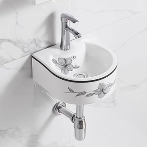 BRCYKRWY Mobile Bagno Sospeso Cucina da Esterno con Lavello Lavabo in Ceramica Lavandino da Casa Lavandino Cucina con Rubinetto Lavabo di Utilità Piccolo Lavamano per WC Ospiti Lavandino