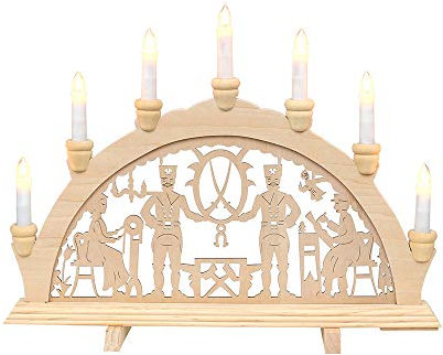 Wichtelstube-Kollektion Holz Schwibbogen Bergleute Lichterbogen Weihnachten, handwerklich hochwertige Weihnachtsdeko,45 x 4 x 33 cm