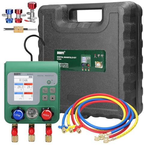 ACAGALA Elektronisches Kältemittel-Fluoridmessgerät für Klimaanlagen, Vakuumdruckmessgerät, digitales Manifold-Messgerät, Vakuummeter für die Reparatur von Kältemitteln in Kraftfahrzeugen