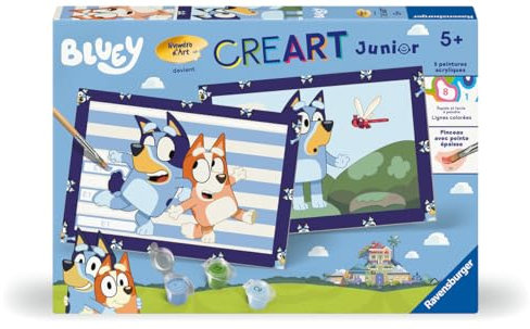 Ravensburger – CreArt Junior – Numéro d'art – Bluey – Kit de Peinture par numéros – Dès 5 Ans – 25573