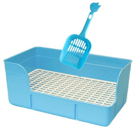 Ronyme Bac à Litière pour Lapin, Plateau Toilette Lapin, Entraîneur de Pot Utilisation, Bac à Urinoir pour Lapins, Facile à Nettoyage, Litière à Grille, pour Petits Animaux, Cochons d'Inde, Bleu