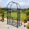 QYANPEN Arco de jardín con Puerta, cenador de jardín para Plantas trepadoras, Enrejado de jardín de Metal de 210 cm de Alto con Puerta de Entrada, Arco de Boda para decoración Exterior (Negro)