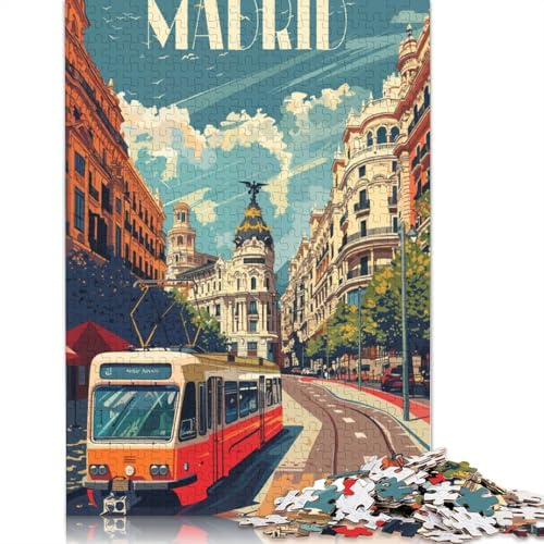 Madrid City Vibes Puzzle 1000 Teile Puzzle für Erwachsene Puzzle für Erwachsene Puzzle für Zuhause Lernspiele DIY Spielzeug 38x26cm/1000pcs