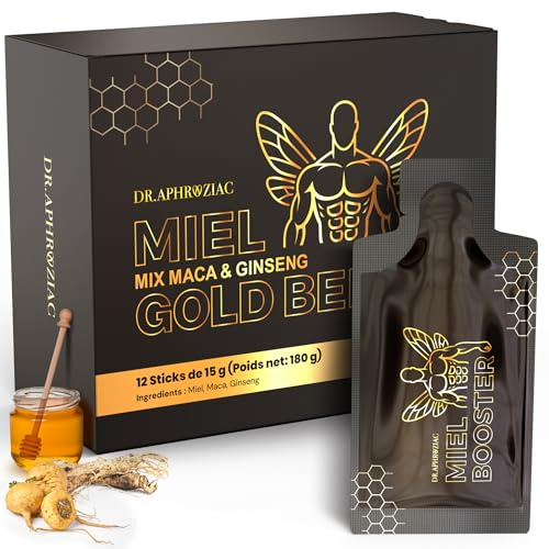 Miel by DR.APHROZIAC – 12 sticks pratiques de 15 g – Maca & Ginseng – Saveur douce, texture soyeuse – Une expérience authentique et distinguée