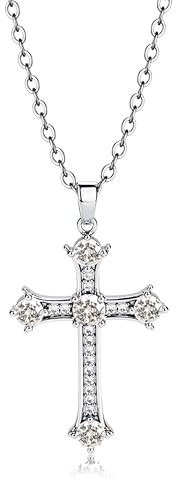 16K Vergoldet Silber CZ Kreuz Anhänger Kreuzkette Kette Damen Schmuck | Zarte Necklace Hypoallergene Halskette Damen mit Einfachem Kubik Zirkonia Kreuz AnhäNger, Modischer Schmuck 43cm+5cm