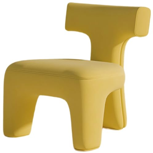 KIBONCY Moderner Nubuk-Samt-Akzentstuhl, 50D-hochdichter Schaumstoff-Polsterstuhl mit Massivholzrahmen, weicher, bequemer armloser Stuhl für das Wohnzimmer im Home-Office(Yellow)