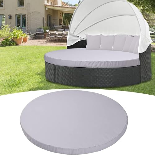 66 Outdoor Runde Tagesbett Kissenbezug Ersatz Gummiband Angepasster Bezug Für Terrasse Sonnenliege Easy Fit Wasserdicht, 灰色, 66inch