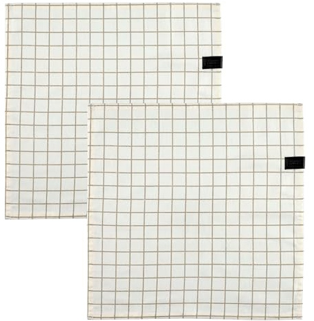 SCHÖNER WOHNEN Premium 2er Set Stoffservietten Beige kariert - 40x40cm - 100% Baumwolle - Festliche Servietten Frühling - Tischdeko waschbar ÖkoTex - Tischservietten für Hochzeit Hotel Restaurant