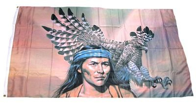 Fahne/Flagge Indianer mit Adler 90 x 150 cm Flaggen