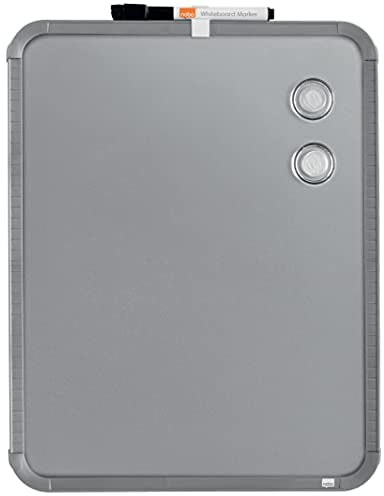 Nobo Magnetisches Mini-Whiteboard mit Schmalem Silbernem Rahmen, Tragbar, Wandmontierbar, Hochformat oder Querformat, Integrierte Tragegriffe & Stiftclip, 360 x 280 mm, QB05442CD