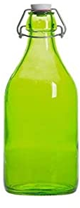 Giara - Bottiglia in vetro ecologico verde con tappo basculante, 1 litro, per cordiali e conserve