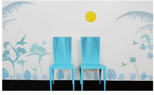 alles-meine.de GmbH 40 TLG. Set XXL Wandtattoo Kolibri - Wandsticker Palmen Palme Strand Blumen Aufkleber Wandaufkleber - selbstklebend für Wohnzimmer und Kinderzimmer Deko Stick