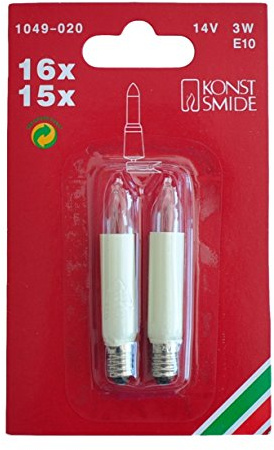 Konstsmide Ersatzbirne, 2er-Blister, klar, 14V, 3W, E10 Schraubgewinde - 1049-020