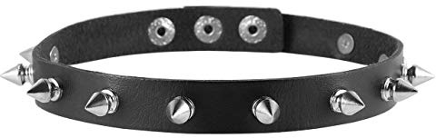 HZMAN Punk Goth Metall Spike studded Choker Halskette für Damen Schwarz PU Leder Kragen Choker Halskette