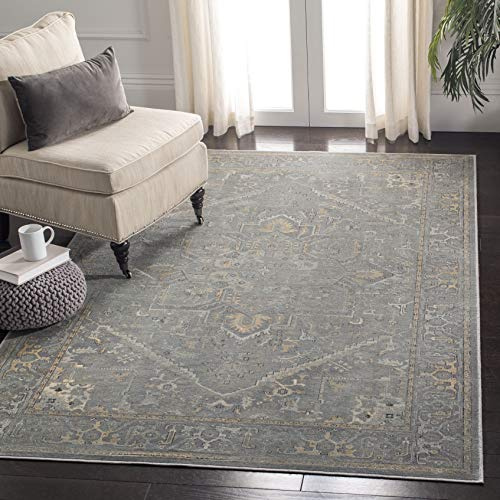 SAFAVIEH Traditionell Teppich für Wohnzimmer, Esszimmer, Schlafzimmer - Vintage Collection, Kurzer Flor, Grau und Multi, 244 X 340 cm