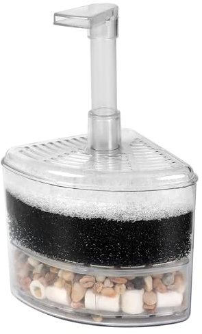 AQUANEAT Luftbetriebener Eckschwammfilter für Aquarien, für Garnelen, Nano-Aquarium, mit verschiedenen Arten von Filtermedien (klein)