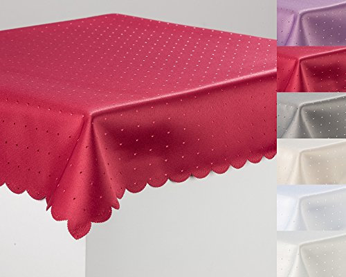 Tischdecke Tischtuch Tafeldecke DAMAST Punkte Fleckversiegelt Gastronomie Farbe Rot Maße 110x110 eckig