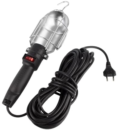 LEDKIA LIGHTING - Lampe Baladeuse de Travail 10m | Compatible Ampoules E27 | Crochet Pivotant | Protection Métallique | Carcasse Aimantée, Noir, Plastique