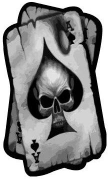 Bearn - Autocollant tête de mort carte as de pique - Noir - Métal, Verre, Bois, Plastique, Mur - 12 cm