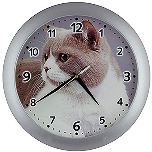SELVA Kinderwanduhr – Katzen-Motiv – ABS-Gehäuse – Plastikglas – GERÄUSCHLOS – Für MÄDCHEN und Jungen – Ø 29 cm