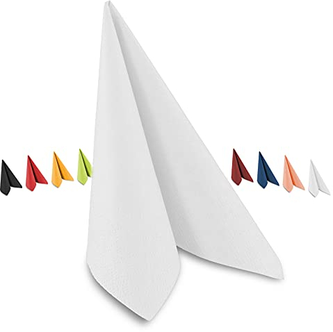 Tafel-Servietten, 3-lagig, 33 x 33 cm, Inhalt 250 St., in unterschiedliche Farben, jeweils abgestimmt auf Einrichtung & Dekoration, für Gastronomie & Zuhause, weiß