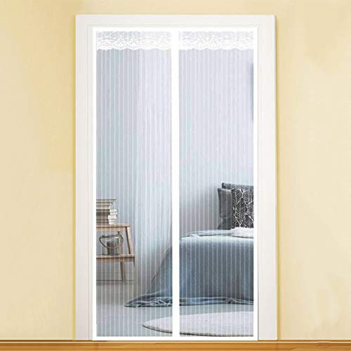 GUOGAI Mosquitera magnética para puerta de ventana de 80 x 210 cm (31 x 83 pulgadas), mosquitera magnética, ventana de malla antiinsectos con tiras adhesivas para puertas de dormitorio, casa, blanco