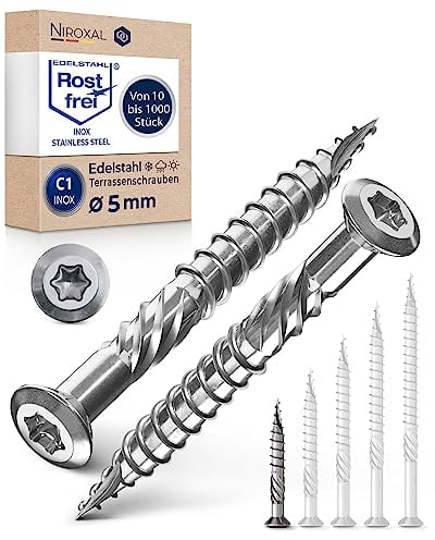 Vis de terrasse 5x40 acier inoxydable C1 Vis Torx 5mm d'épaisseur 200 vis à bois Torx 40mm de long vis en acier inoxydable durci bois