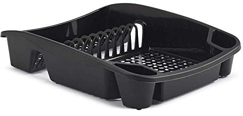 St@llion Black Large Plastic 12 Bays Dish Drainer with Cutlery Holder, Dish Drainer Plate and Cutlery Tray Rack, Kitchen Sink Holder Stand - 48 x 39 x 12cm