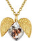 Custom4U Personalisierte Damen Herz Medaillon Gold Foto Herz Flügel Medaillon zum Öffnen für Bilder Memorial Engelsflügel Amulett Gold mit bild zum aufklappen Geschenke für Weihnachten Muttertag