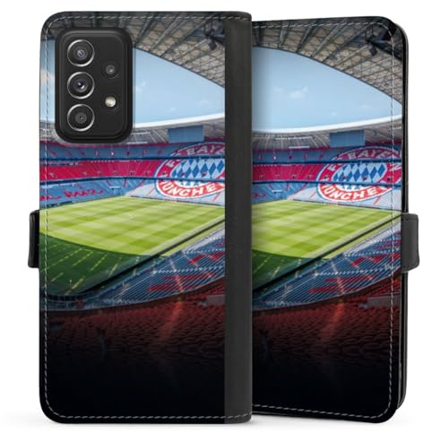 DeinDesign Klapphülle kompatibel mit Samsung Galaxy A52 5G Handyhülle aus Kunst Leder schwarz Flip Case FC Bayern München FCB Stadion