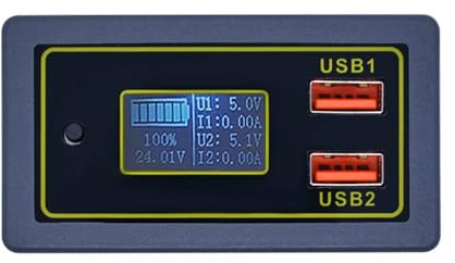 DollaTek DC 6–30 V auf 5 V Stromzähler Auto Spannung 12 V 24 V Batterie Bleiakku auf 5 V Dual-USB-Stromanzeige