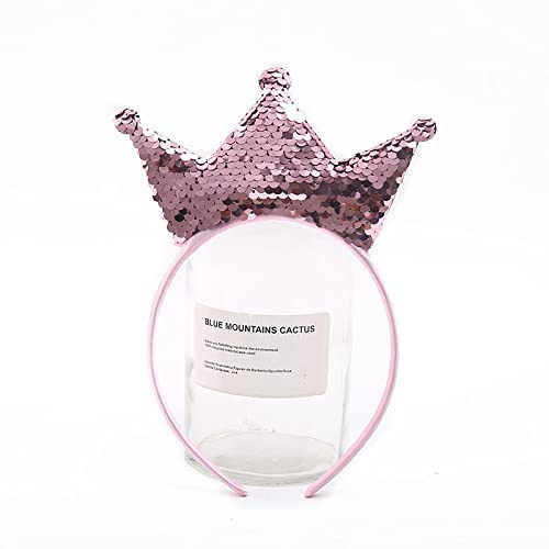 LEEMASING Mädchen-Haarreif mit Pailletten, Prinzessinnen-Haarband, Hochzeitskrone, niedliches Zubehör für, tägliche Party-Dekoration (Roségold)