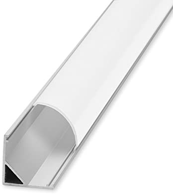 Alu Eck-Profil eloxiert 15x15mm Opal 100cm für LED-Streifen/Strips/Leisten | mit milchiger Acrylabdeckung | Installation am Rand von abgehängten Decken oder in Ecken…
