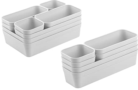 1x Schubladen-Organizer Set Aufbewahrungs-Box Einteiler verstellbar hell-grau