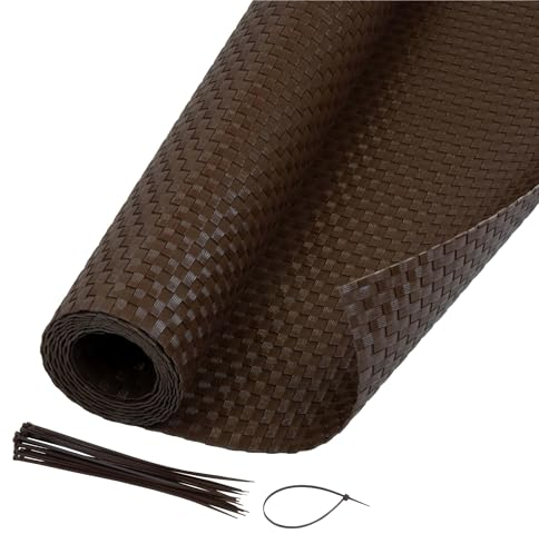 Jardinion Sichtschutzmatte Rattan Optik 0,90 x 5m Braun Sichtschutz, geeignet als Terrassen, Gartenzaun und Balkon Sichtschutz, inkl. Kabelbinder