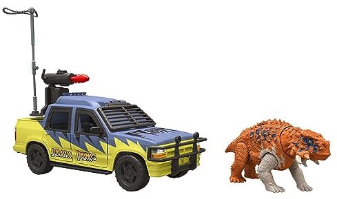 Jurassic Park Track & Explore Fahrzeug-Set, 1 Dinosaurier & 2 Zubehörteile