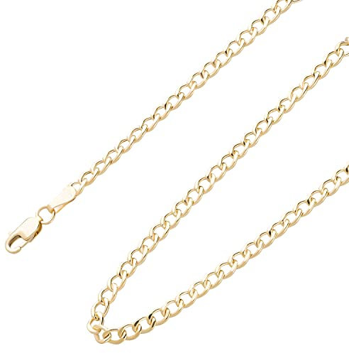 Ardeo Aurum Unisex Damen Herren Kette aus 375 Gold Gelbgold Panzerkette Halskette 3 mm Breite und 75 cm Länge mit Karabinerverschluss