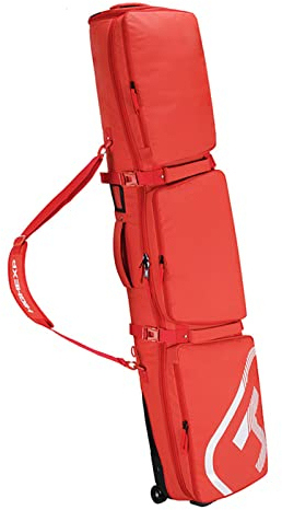 Tragbare Roller-Snowboard-Tasche, Einzel- / Doppelboard-gepolsterte Reise-Skitasche, Sporttasche mit Verstellbarer Länge, für Flugreisen und Autofahrten,Rot,165cm