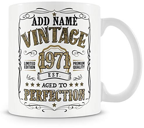 YINGD Mug vintage 1971 Aged to Perfection – Cadeau personnalisé avec nom