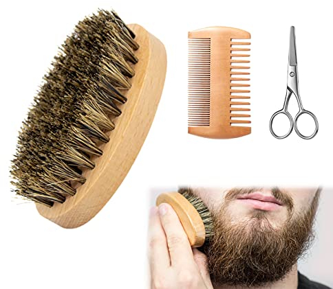 Peine Barba,Set de Cepillo Barba,Peine Barba Hombre,Cepillo de Barba para Hombres (3pcs)