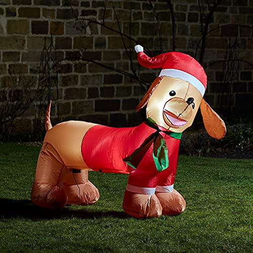 Lights4fun LED Dackel Aufblasbar Weihnachtsbeleuchtung Außen Weihnachtsfigur Aufblasbare Weihnachtsdeko Amerikanisch Dackel Deko