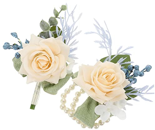 CIYODO Handgelenk Corsage & Ansteckblume KüNstliche Hochzeitsblumen Set FüR Braut Und BräUtigam FüR Hochzeiten GeschäFtliche Veranstaltungen Und EröFfnungsfeiern