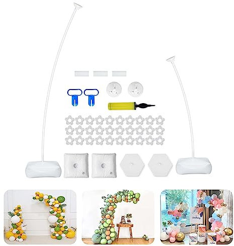 Balloon Arch Kit, Btstil Reusable Free Bending Shape Balloon Column Stand Independent Suspended Standing with Water-Filled Base for Wedding Birthday Party Christmas Background Decor (1.5m+2.5m)